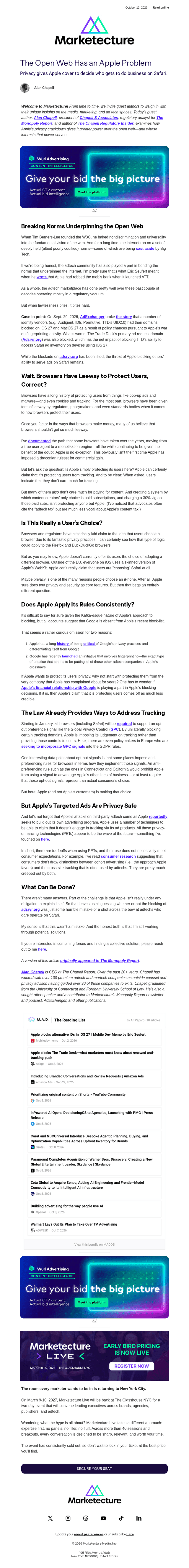 Marketecture email from Mon, Oct 12, 2026