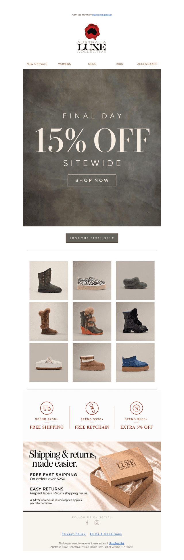 Australia Luxe Collective email from Mon, Oct 12, 2026