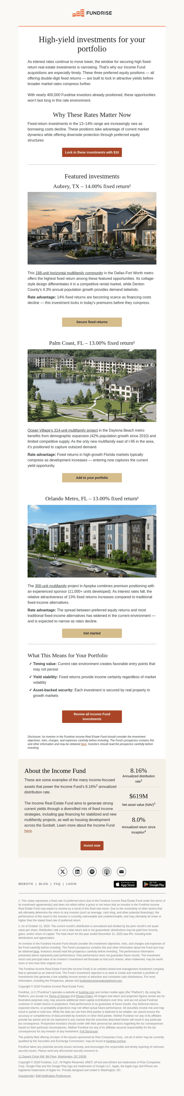 Fundrise email from Mon, Oct 12, 2026
