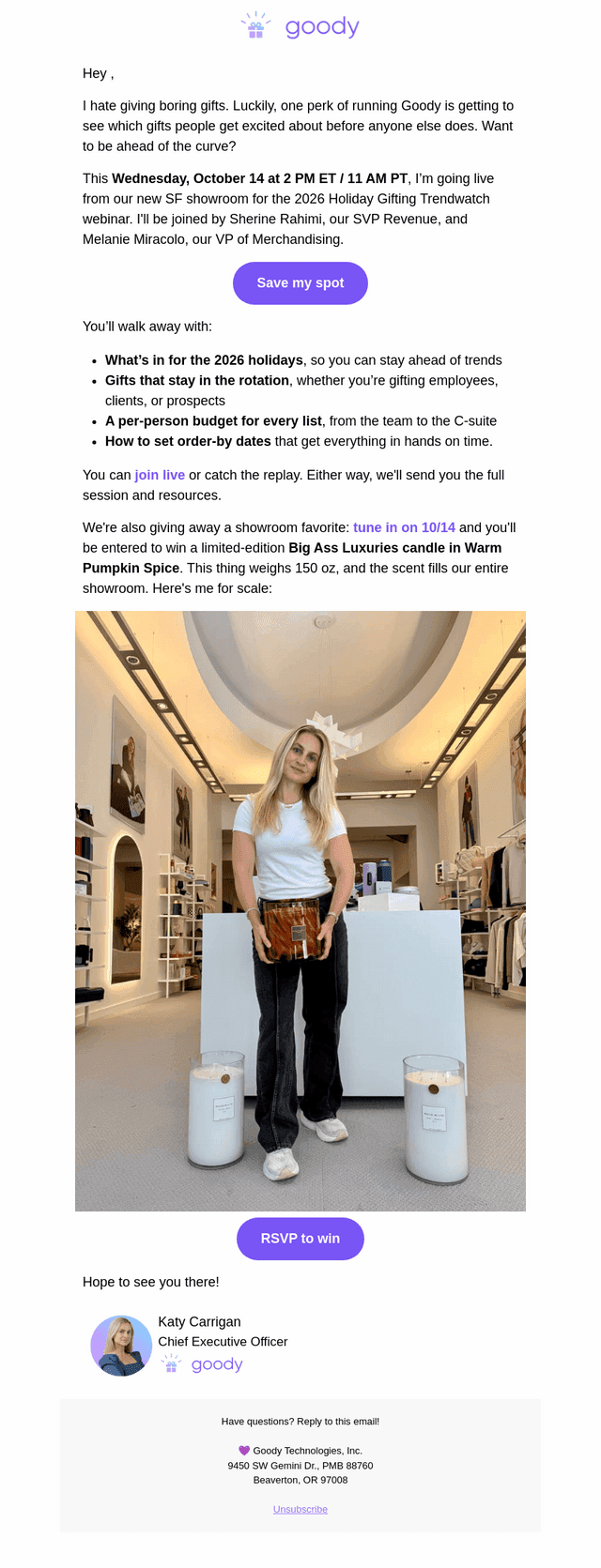 Goody email from Mon, Oct 12, 2026