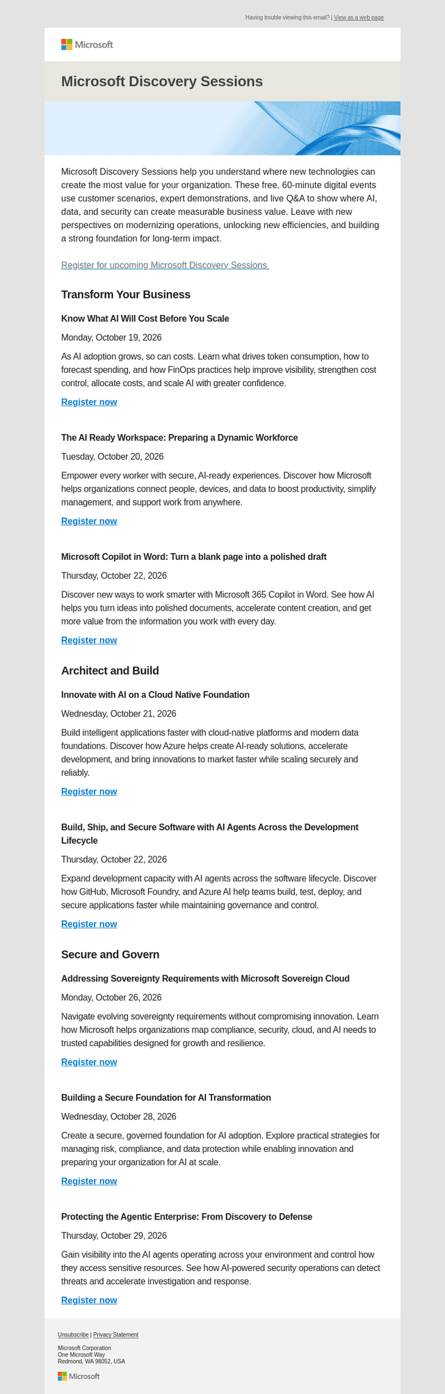 Microsoft email from Mon, Oct 12, 2026