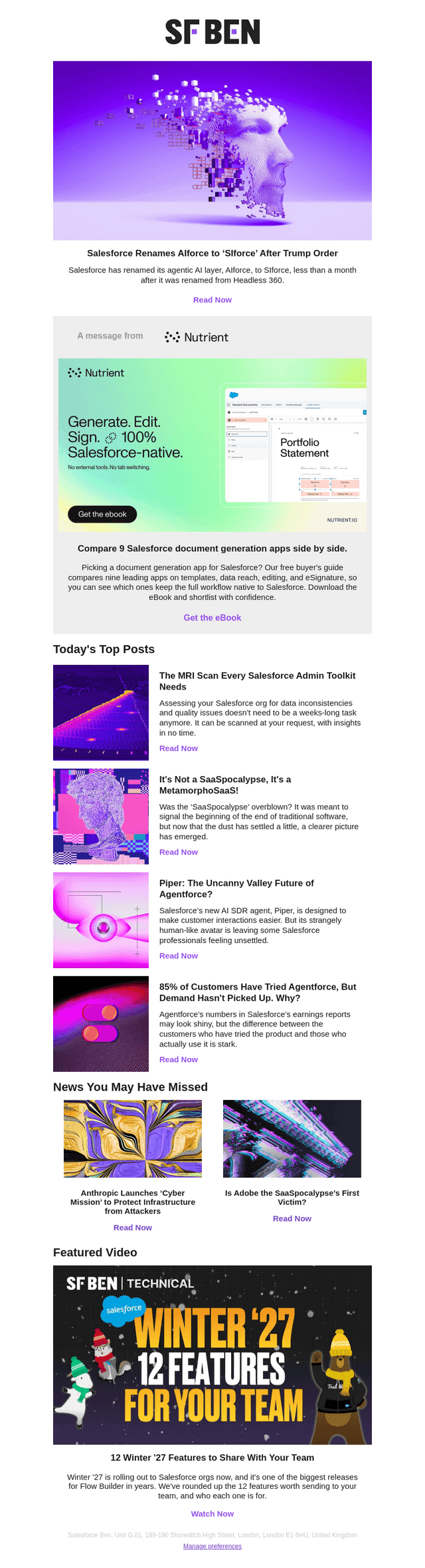 Salesforce Ben email from Mon, Oct 12, 2026
