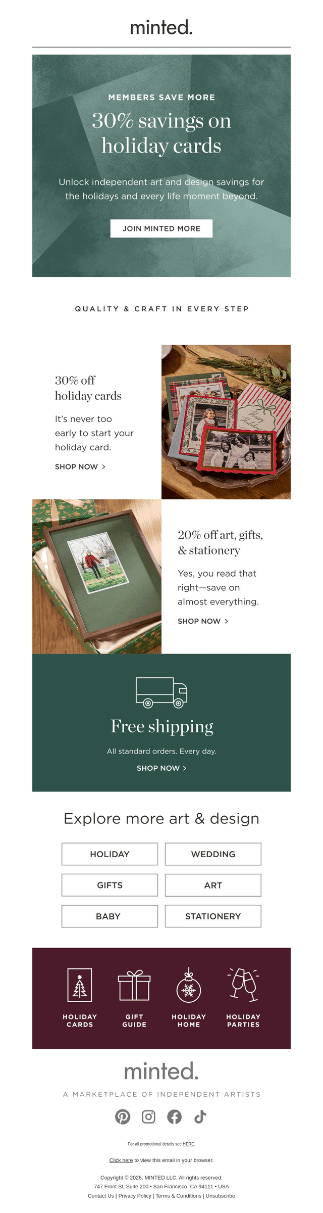 30% off for Minted More members