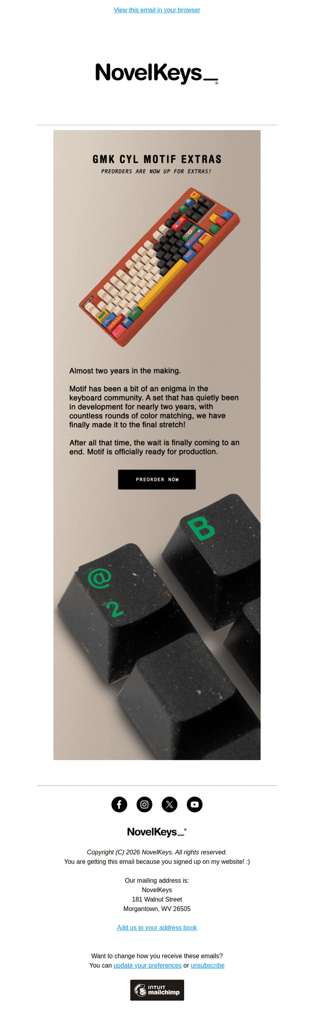 NovelKeys email from Mon, Oct 12, 2026