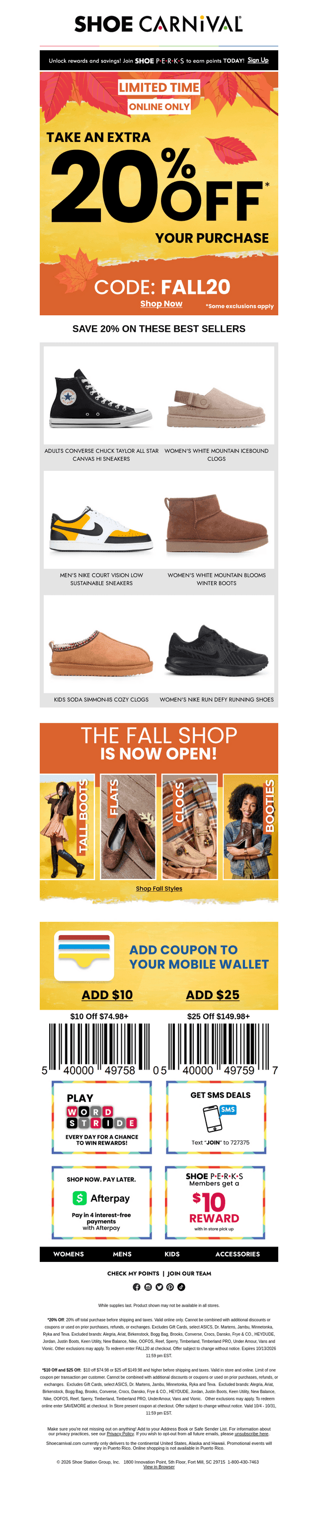 Shoe Carnival email from Tue, Oct 13, 2026
