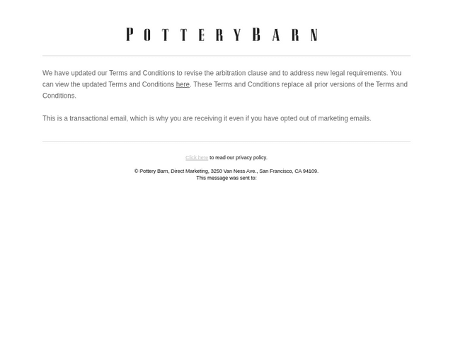 Pottery Barn email from Tue, Oct 13, 2026
