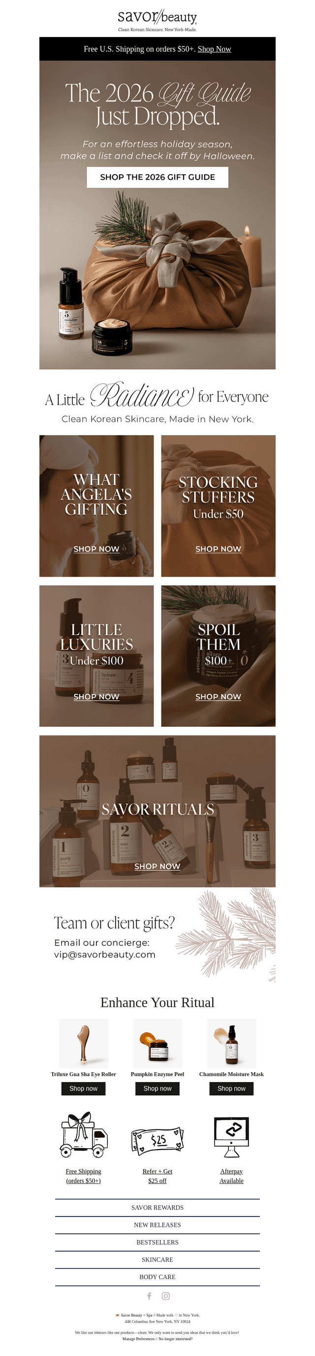 Savor Beauty + Spa email from Tue, Oct 13, 2026