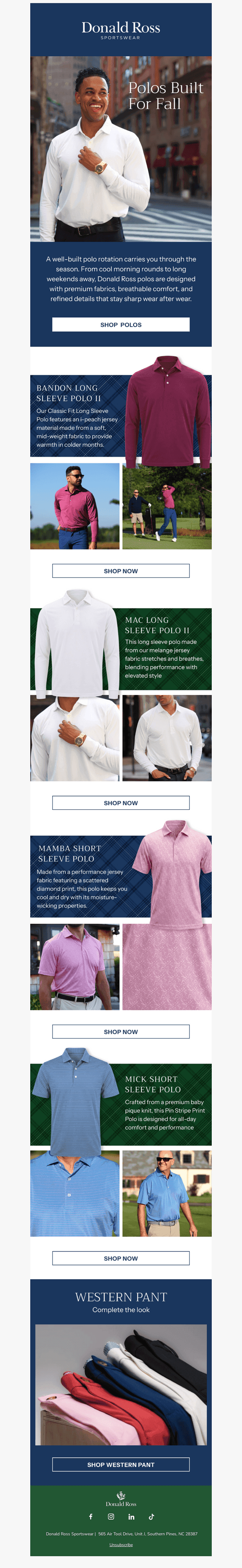 Donald Ross Sportswear email from Tue, Oct 13, 2026