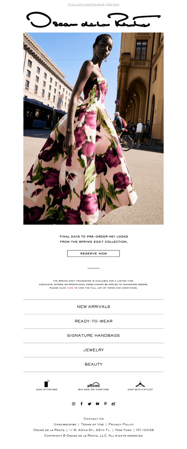 Oscar de la Renta email from Tue, Oct 13, 2026