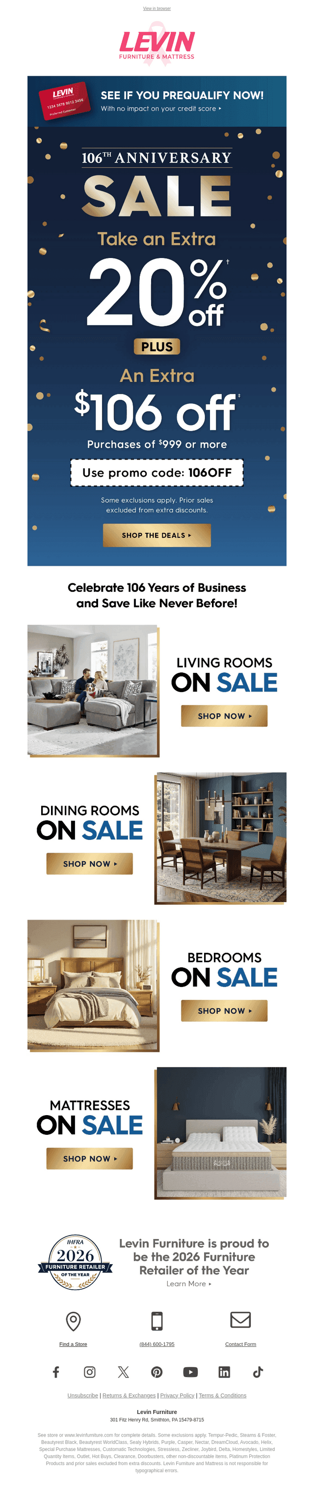 Levin Furniture email from Tue, Oct 13, 2026