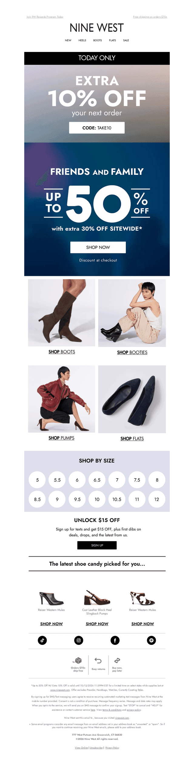 Nine West email from Tue, Oct 13, 2026