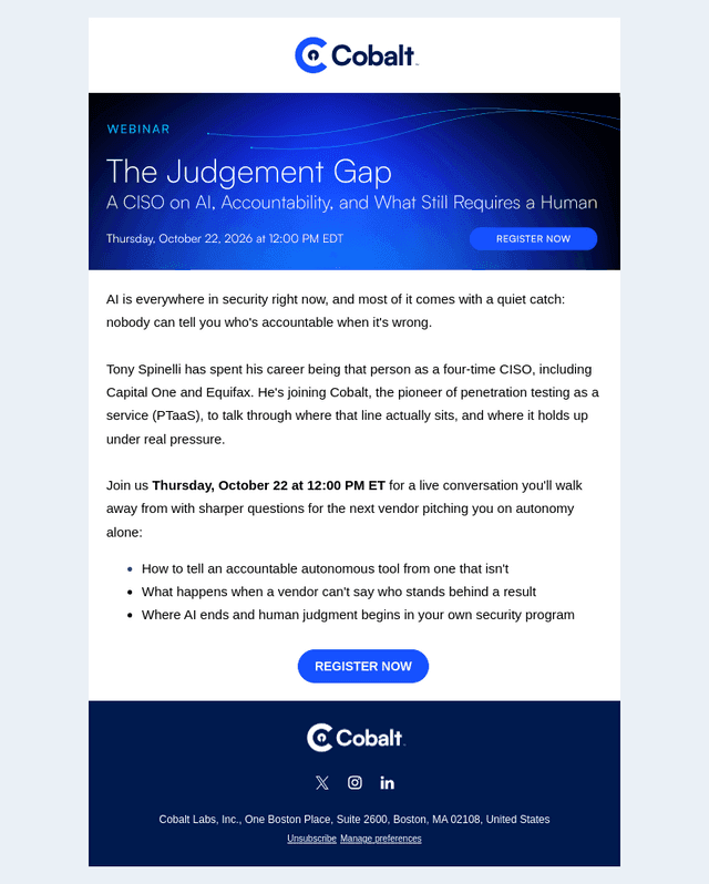 Cobalt email from Tue, Oct 13, 2026
