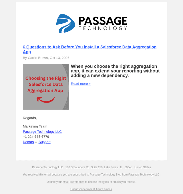 Passage Technology email from Tue, Oct 13, 2026
