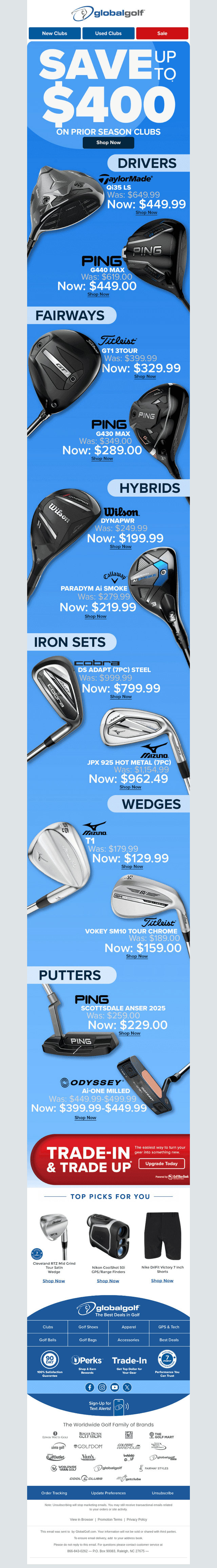 GlobalGolf email from Tue, Oct 13, 2026