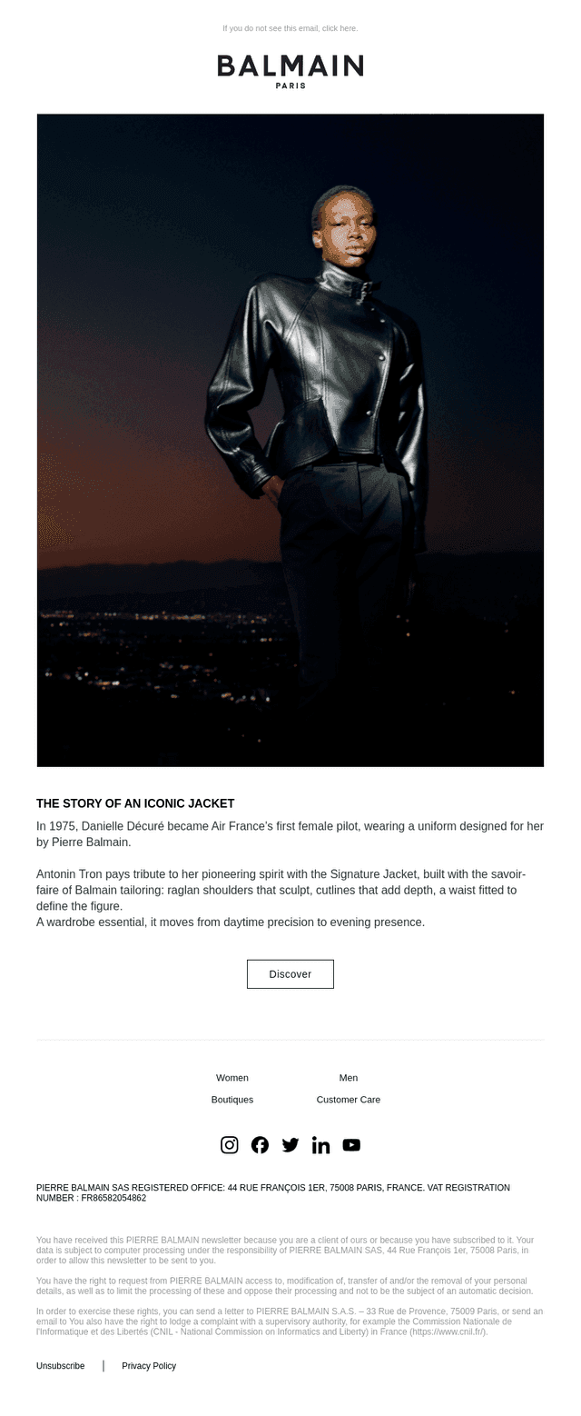 Balmain Paris email from Tue, Oct 13, 2026