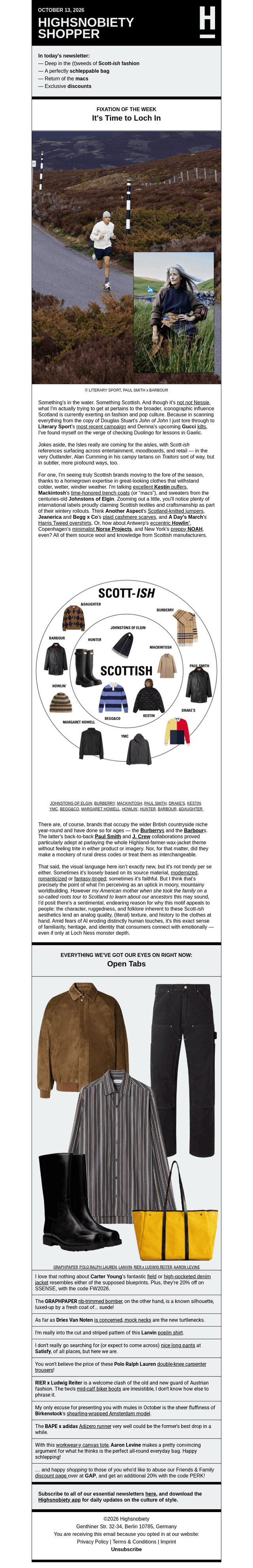Highsnobiety email from Tue, Oct 13, 2026