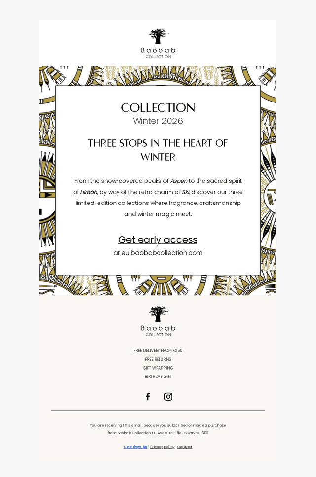 Baobab Collection email from Tue, Oct 13, 2026