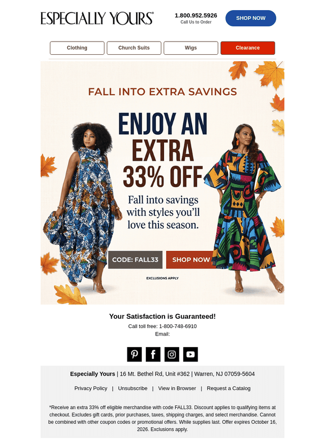 Especially Yours email from Tue, Oct 13, 2026