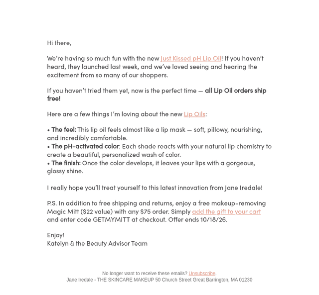 jane iredale email from Tue, Oct 13, 2026