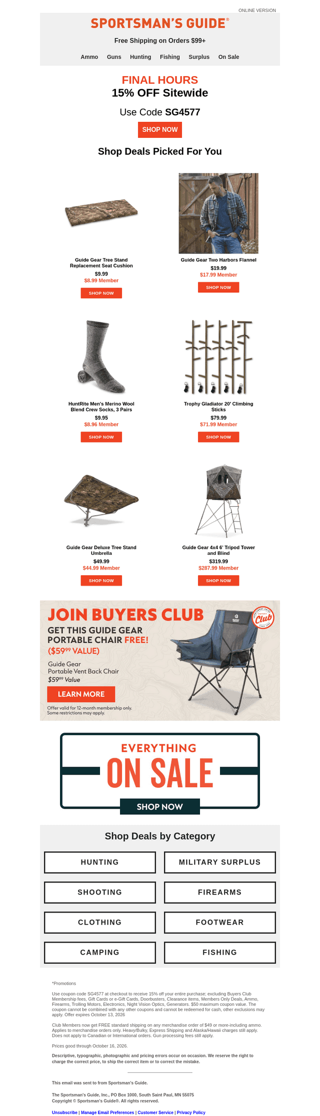 FINAL HOURS 15% Off Sitewide