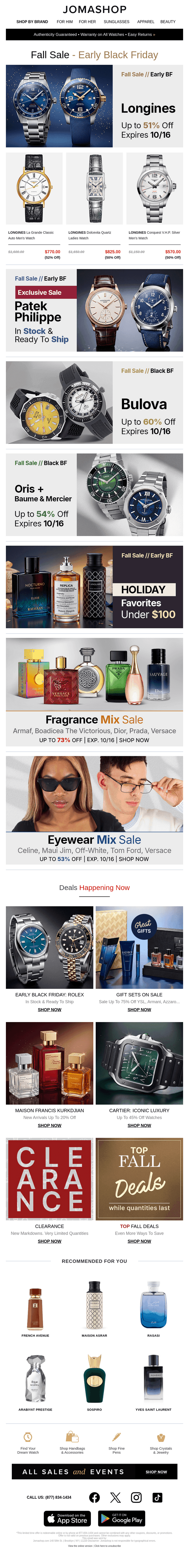 Jomashop email from Wed, Oct 14, 2026