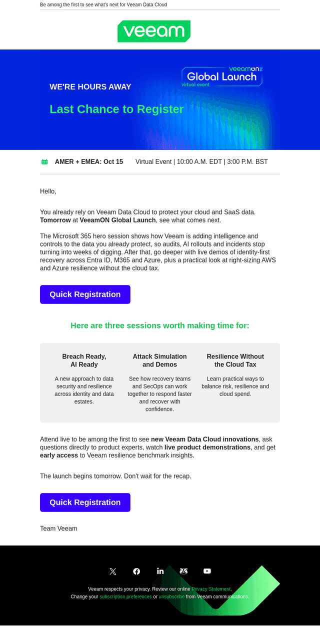 Veeam Software email from Wed, Oct 14, 2026