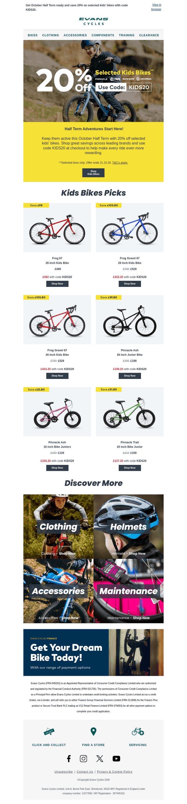 20% Off Selected Kids' Bikes 🚲