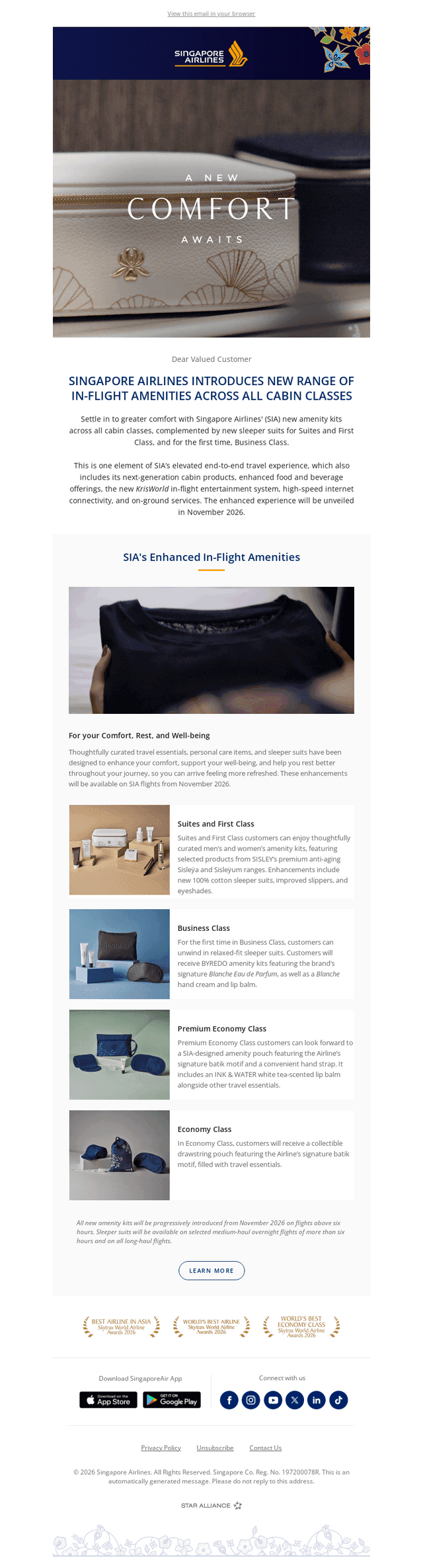 Singapore Airlines email from Wed, Oct 14, 2026