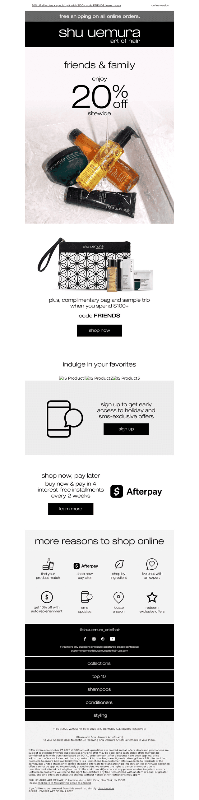 shu uemura email from Wed, Oct 14, 2026