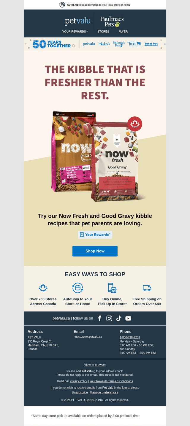 Pet Valu email from Wed, Oct 14, 2026