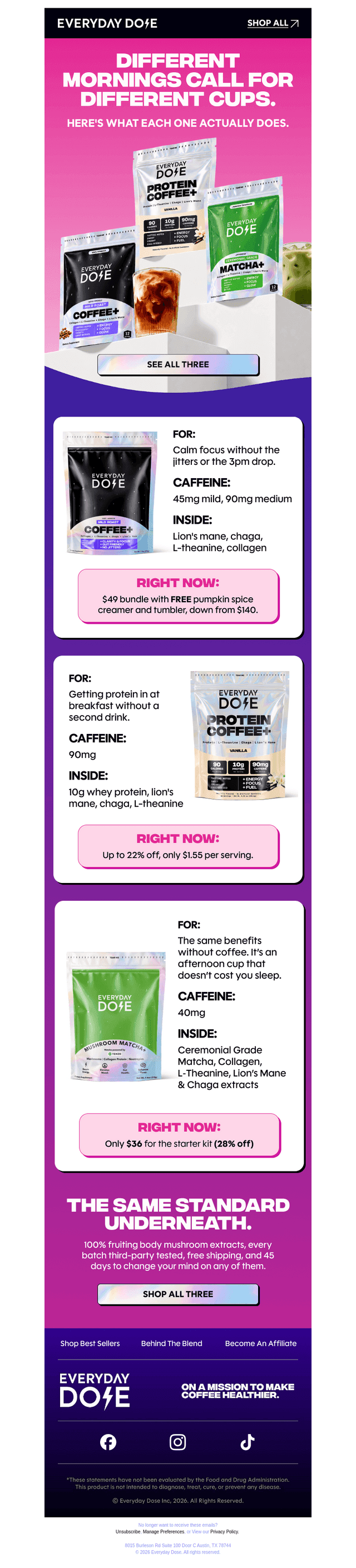Coffee+, Protein Coffee+, or Matcha+?