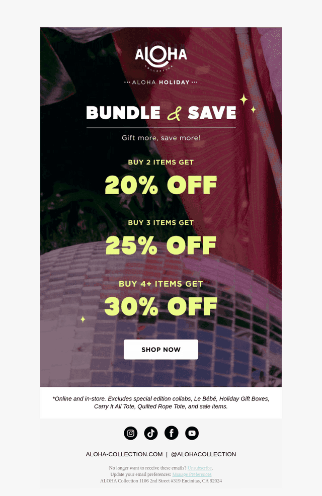 ALOHA Collection email from Wed, Oct 14, 2026