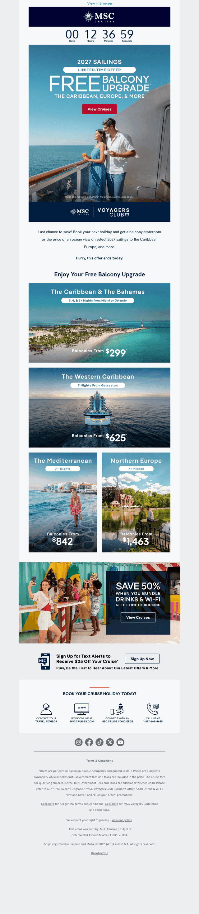 MSC Cruises email from Wed, Oct 14, 2026