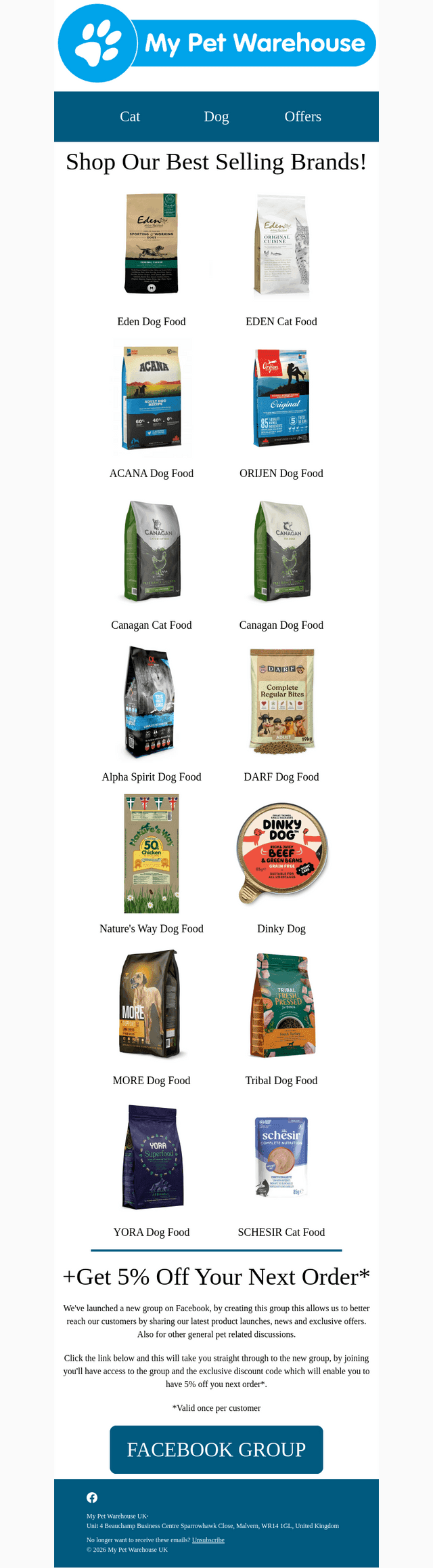 My Pet Warehouse UK email from Wed, Oct 14, 2026