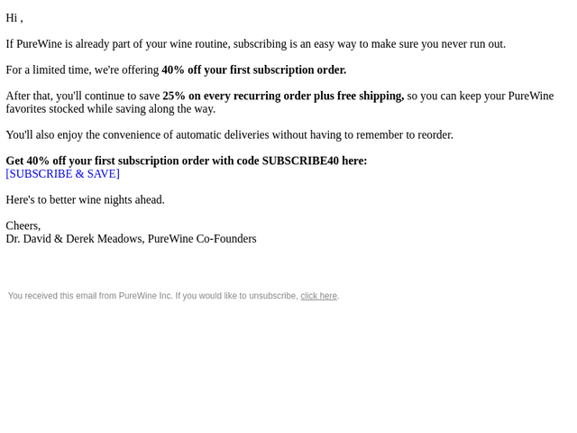 PureWine email from Wed, Oct 14, 2026
