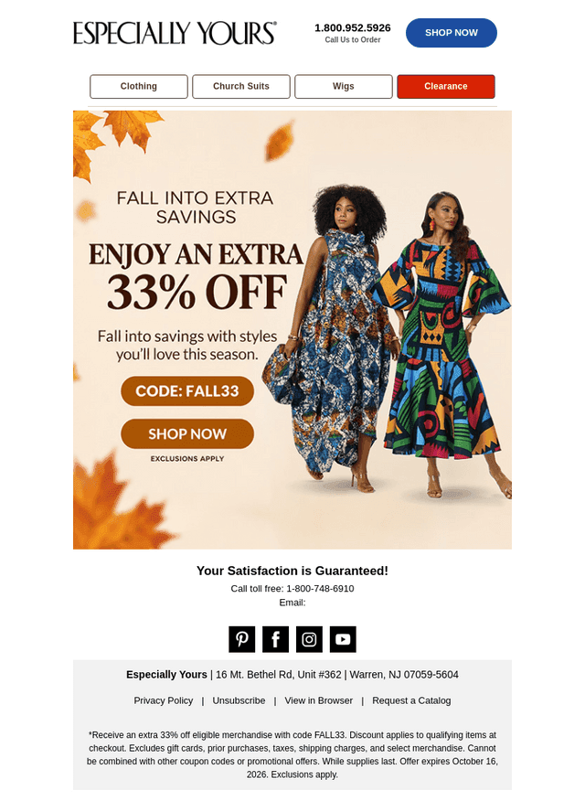 Especially Yours email from Wed, Oct 14, 2026