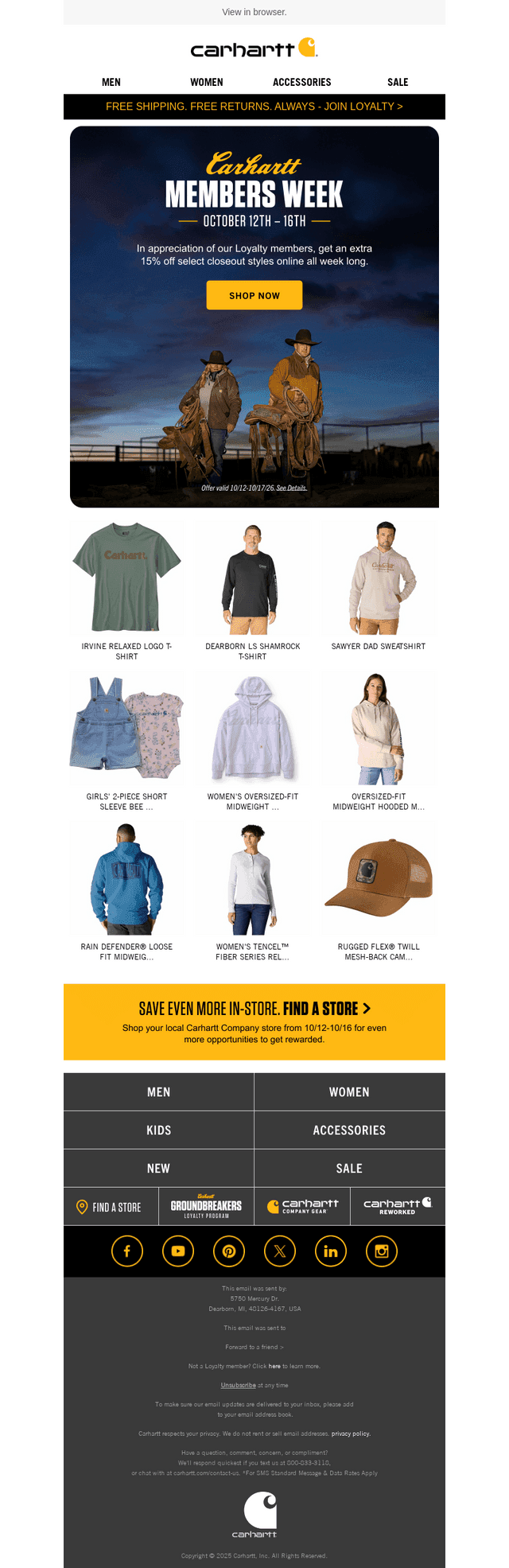 Carhartt email from Wed, Oct 14, 2026