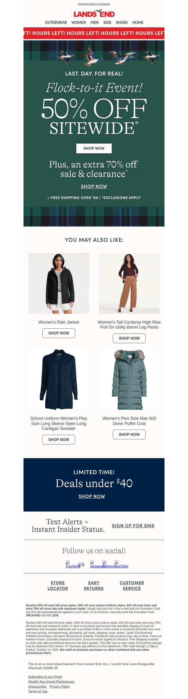 Lands' End email from Wed, Oct 14, 2026