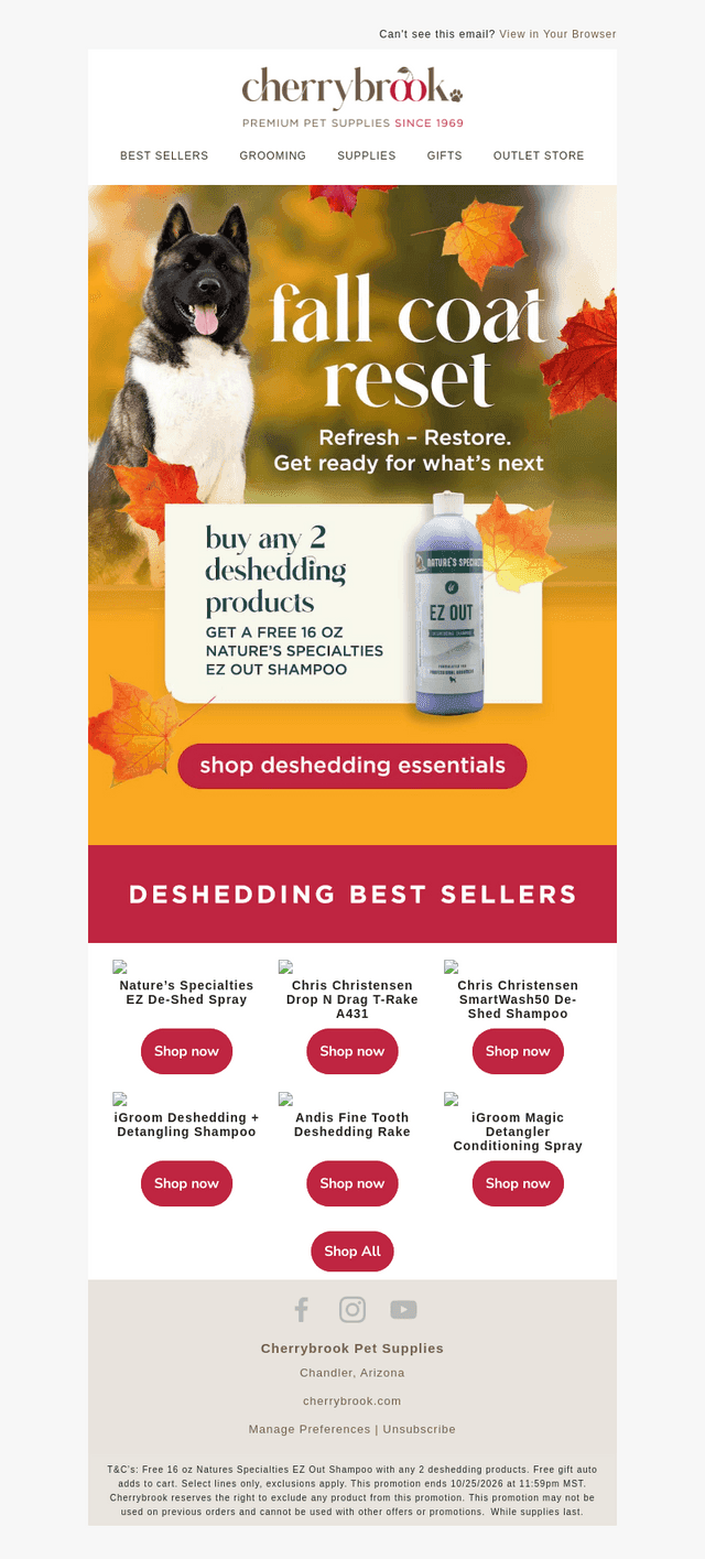 Cherrybrook Pet Supplies email from Wed, Oct 14, 2026