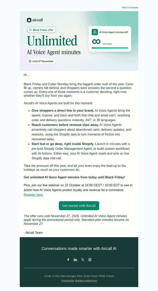 Aircall email from Thu, Oct 15, 2026