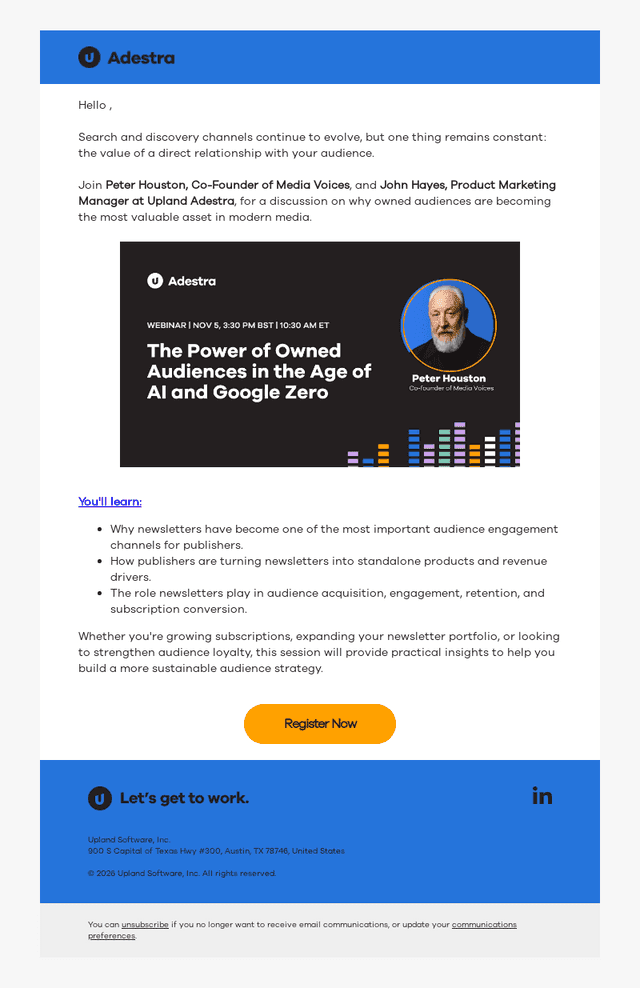 Upland Software email from Thu, Oct 15, 2026