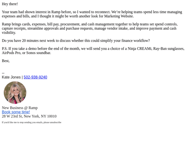 Ramp email from Thu, Oct 15, 2026