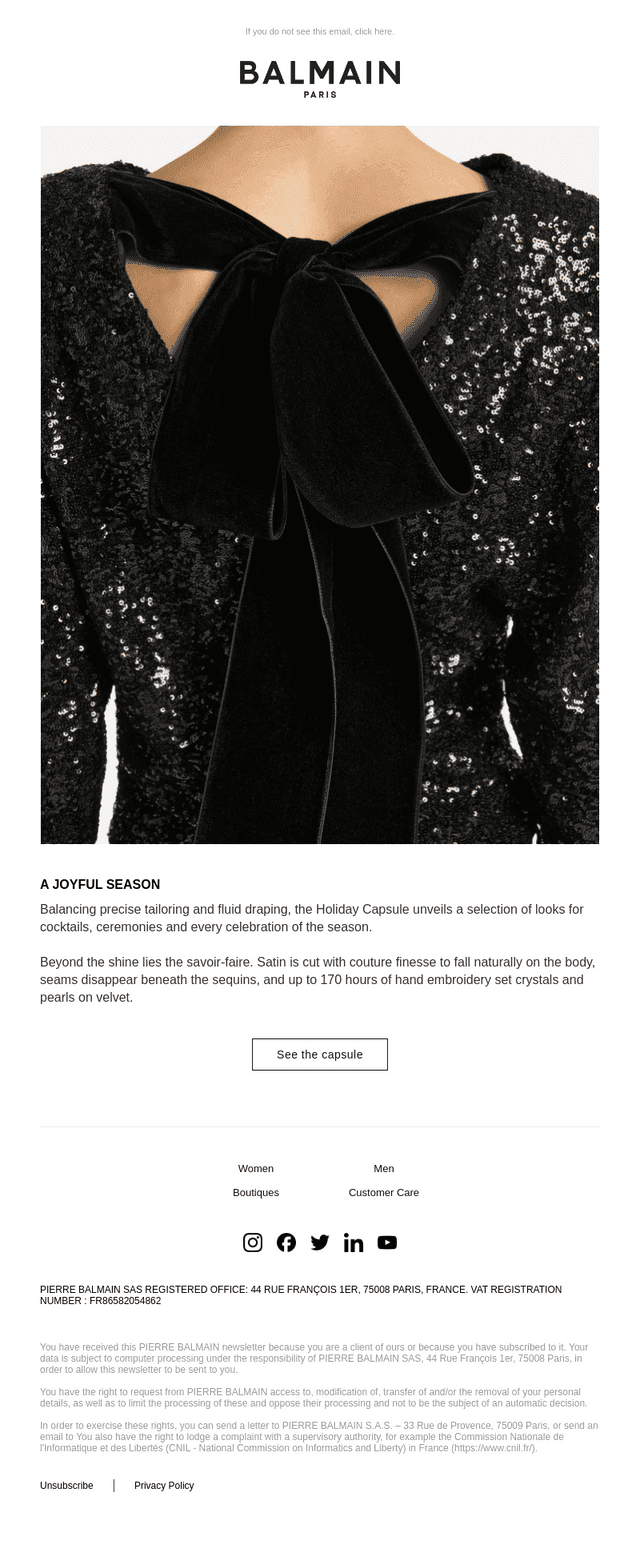 Balmain Paris email from Thu, Oct 15, 2026