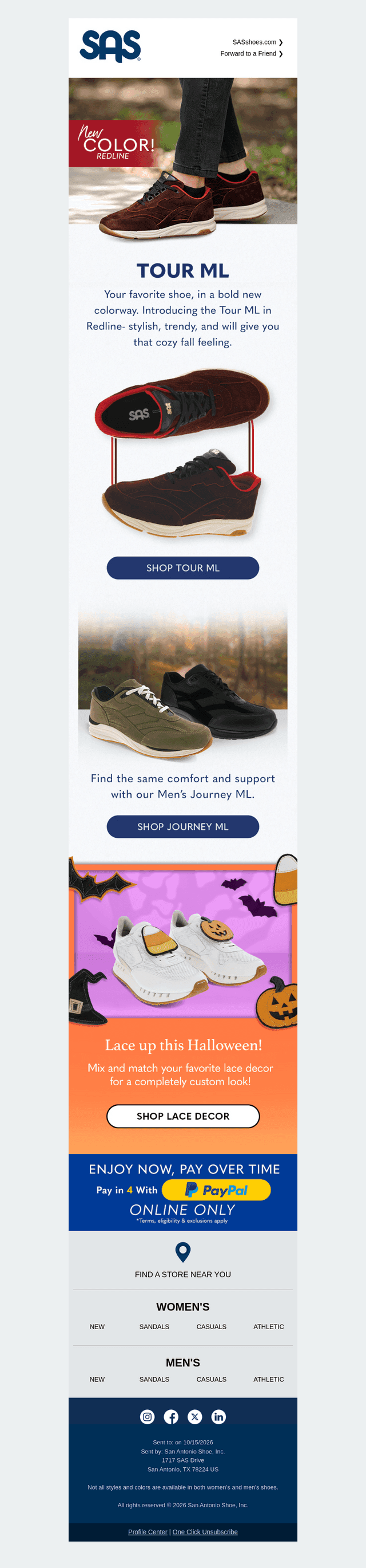 San Antonio Shoemakers email from Thu, Oct 15, 2026