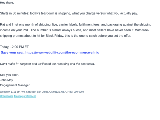 Webgility email from Thu, Oct 15, 2026