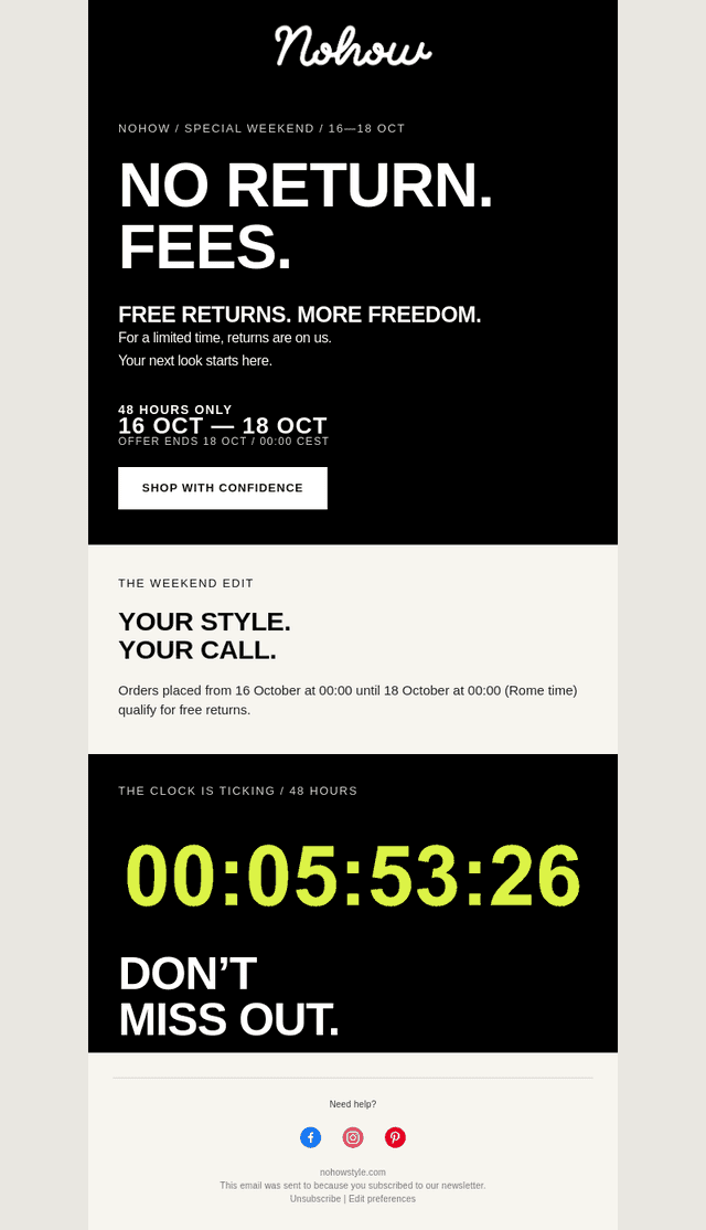 ⚠️ FREE RETURNS THIS WEEKEND ONLY! ⚠️