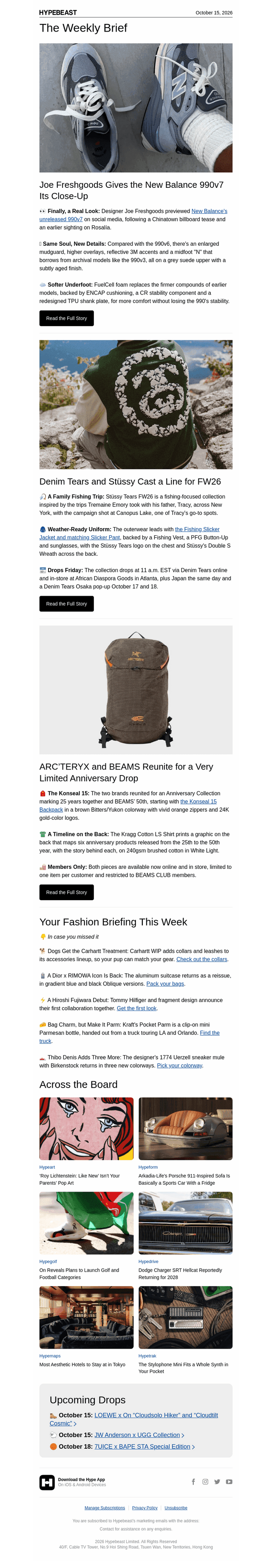 HYPEBEAST email from Thu, Oct 15, 2026