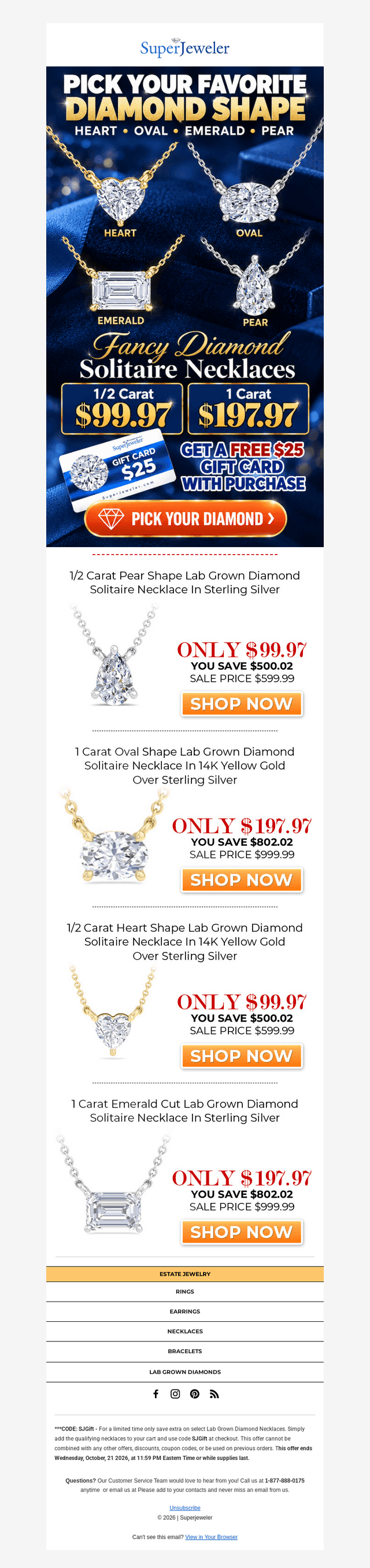 SuperJeweler email from Thu, Oct 15, 2026