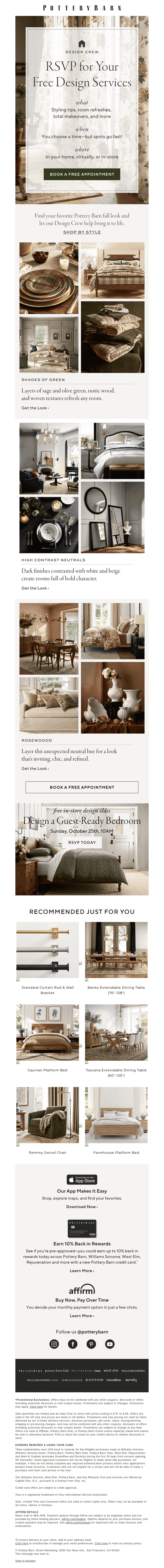Pottery Barn email from Thu, Oct 15, 2026