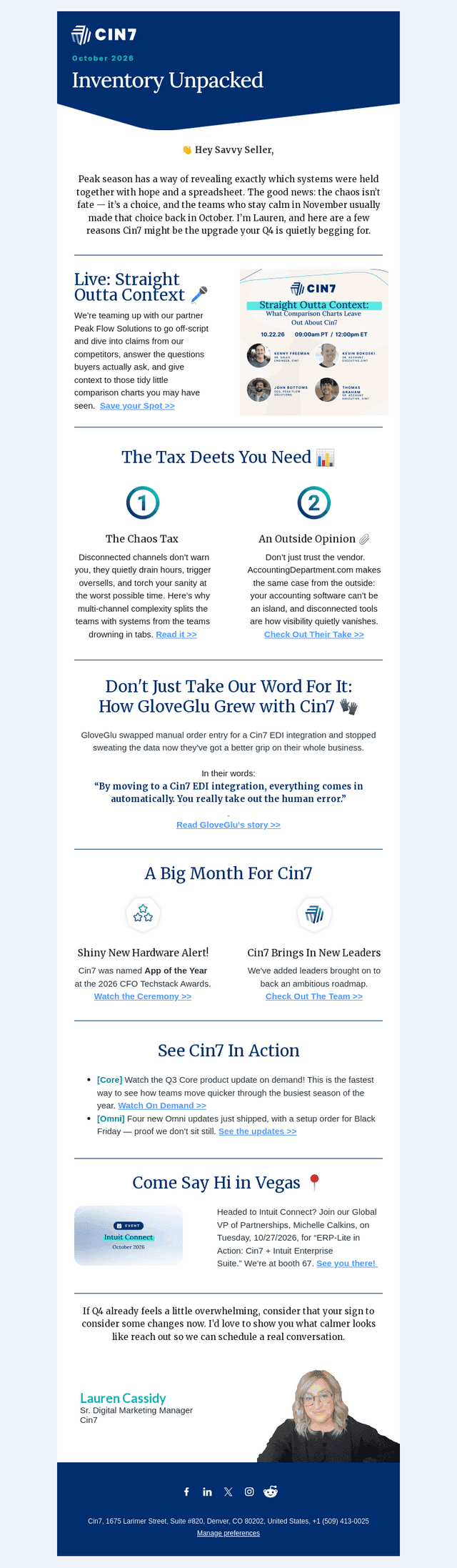 Cin7 email from Thu, Oct 15, 2026